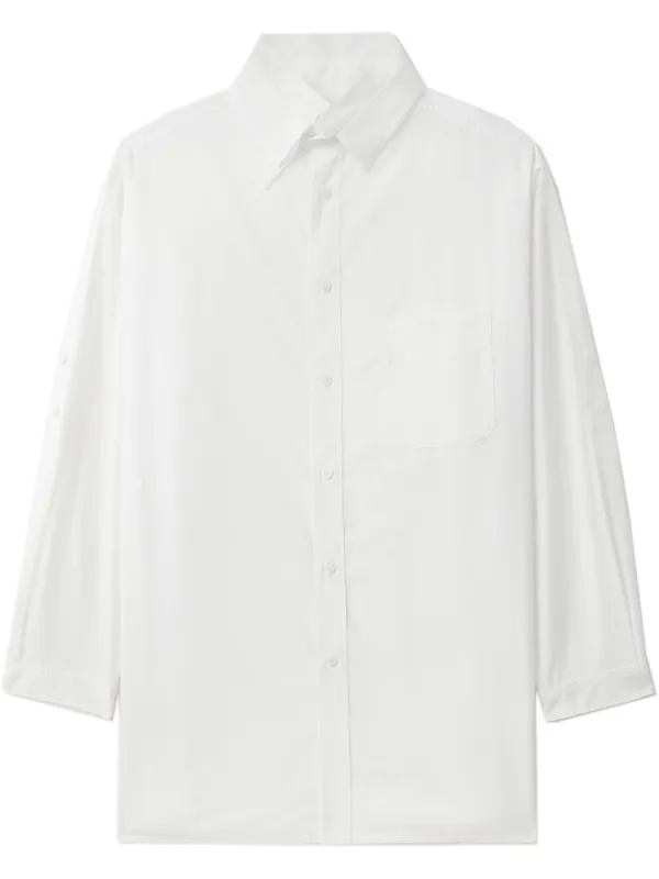 Yohji Yamamoto オーガニックコットン 白シャツ フレアヘム 美品 Yohji Yamamoto コットン シャツ | ホワイト | FARFETCH JP