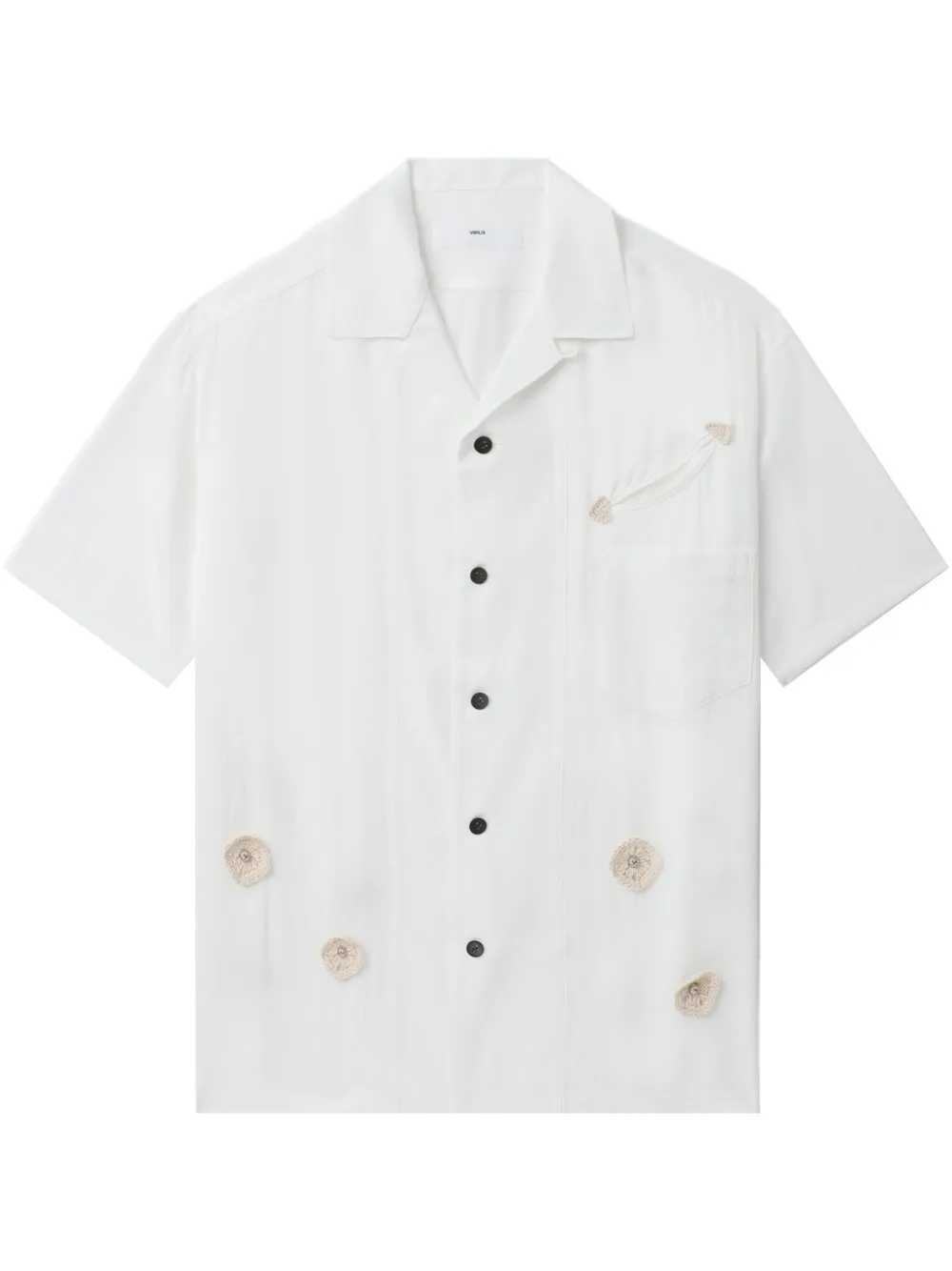 floral-appliqué shirt