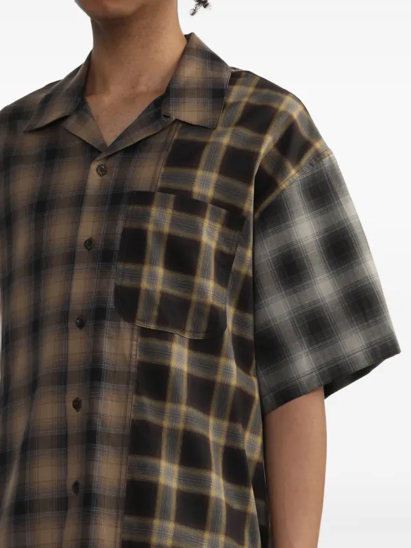 【U LAN】Motsu Loose Fit Checkered Shirt Express Fitted Mens Shirt Large L Black White Check Long