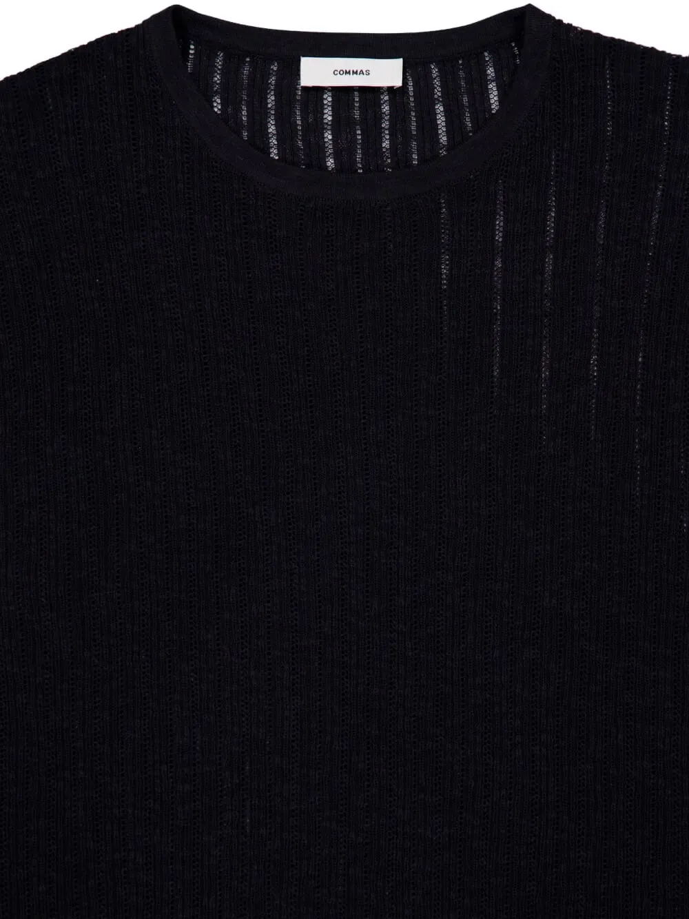 Commas Pointelle Knit Sweater In Black