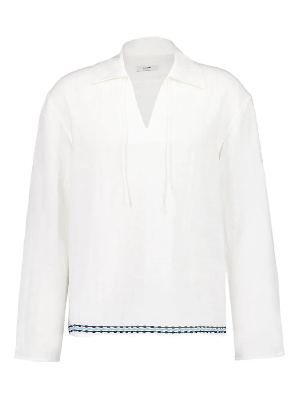 COMMAS embroidered tie-neck shirt | White | Image 1