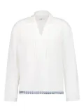 COMMAS embroidered tie-neck shirt - White