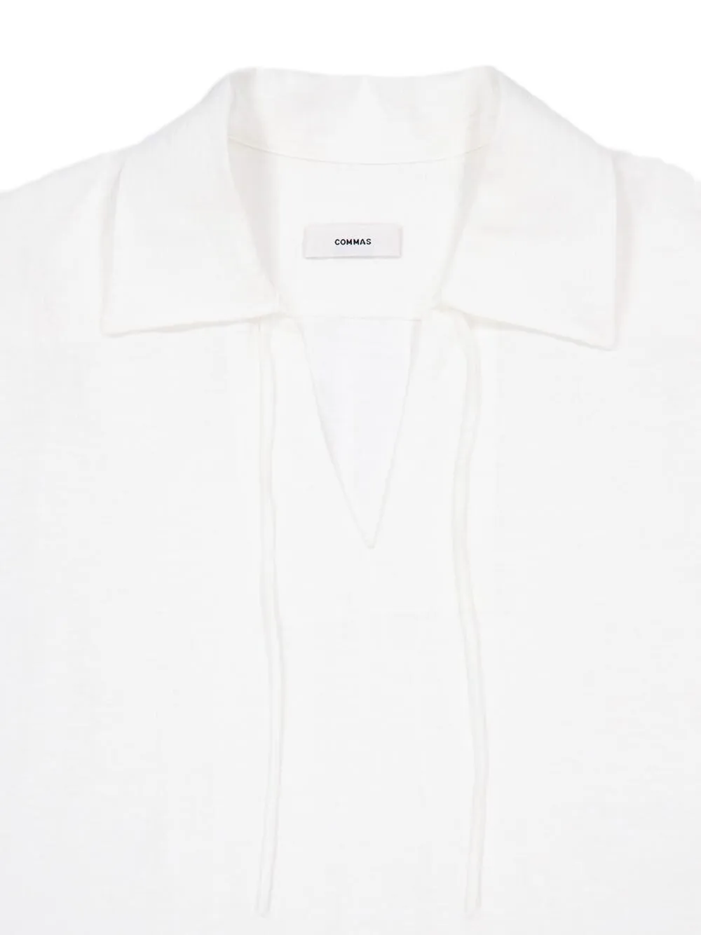  Commas Embroidered Tie-neck Shirt - White 