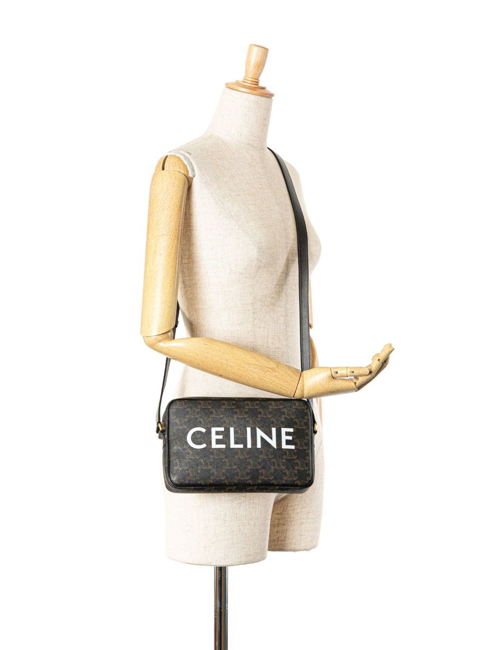 Céline Pre-Owned 2020-2024 Triomphe Coated Canvas Logo crossbody bag - Bruin