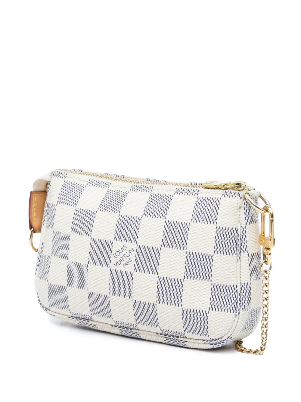 Pre-owned Louis Vuitton 2010 Damier Azur Mini Pochette Accessoires Handbag In White