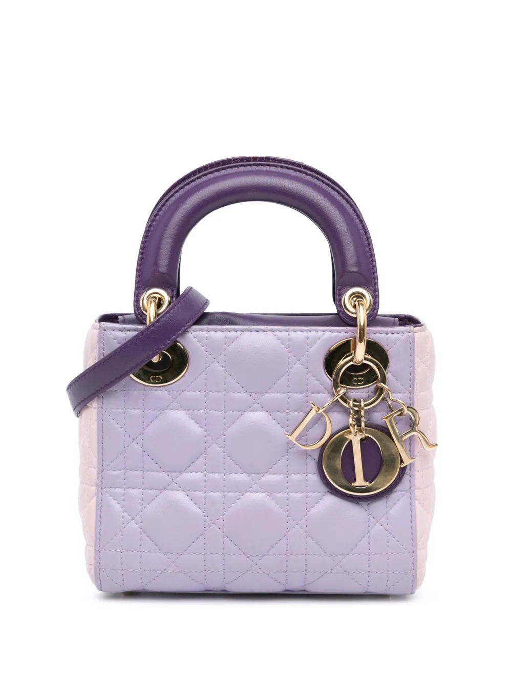 2015 Mini Tricolor Lambskin Cannage Lady Dior satchel