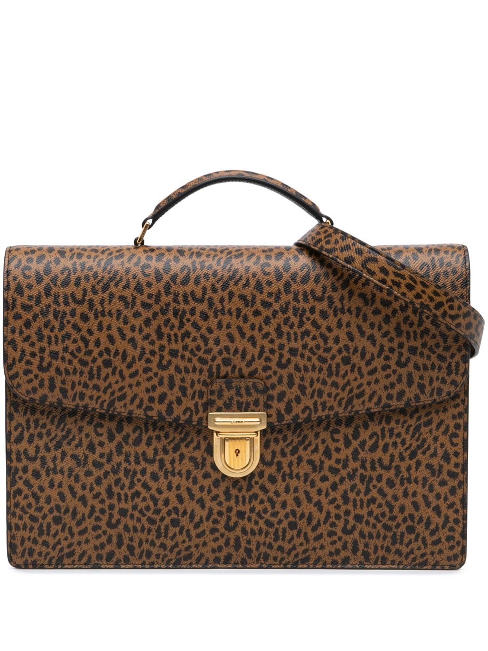 Céline Pre-Owned 2019 Small Leopard business bag - BROWN