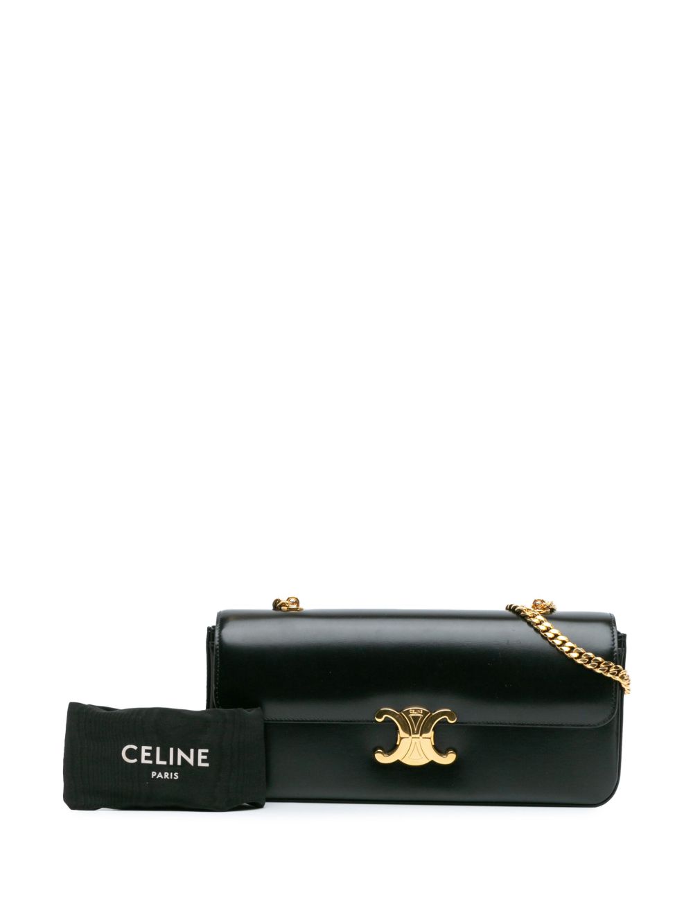 Céline Pre-Owned 2021 Triomphe Calfskin Cuir Chain shoulder bag - Zwart