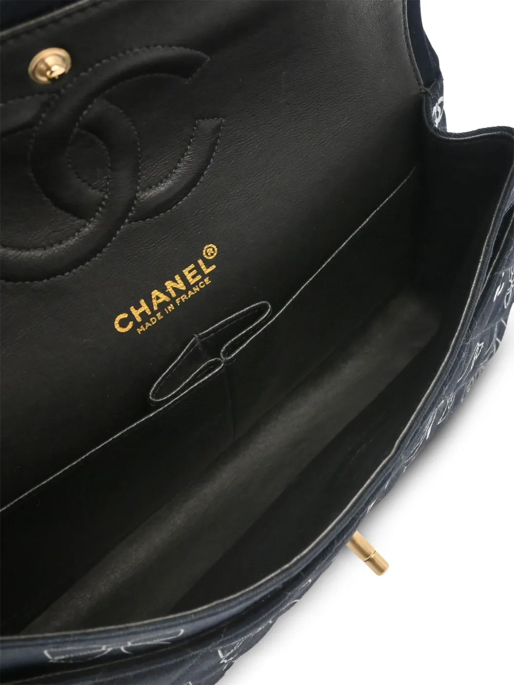 Pre-owned Chanel 2002 Medium Double Flap Shoulder Bag In Black