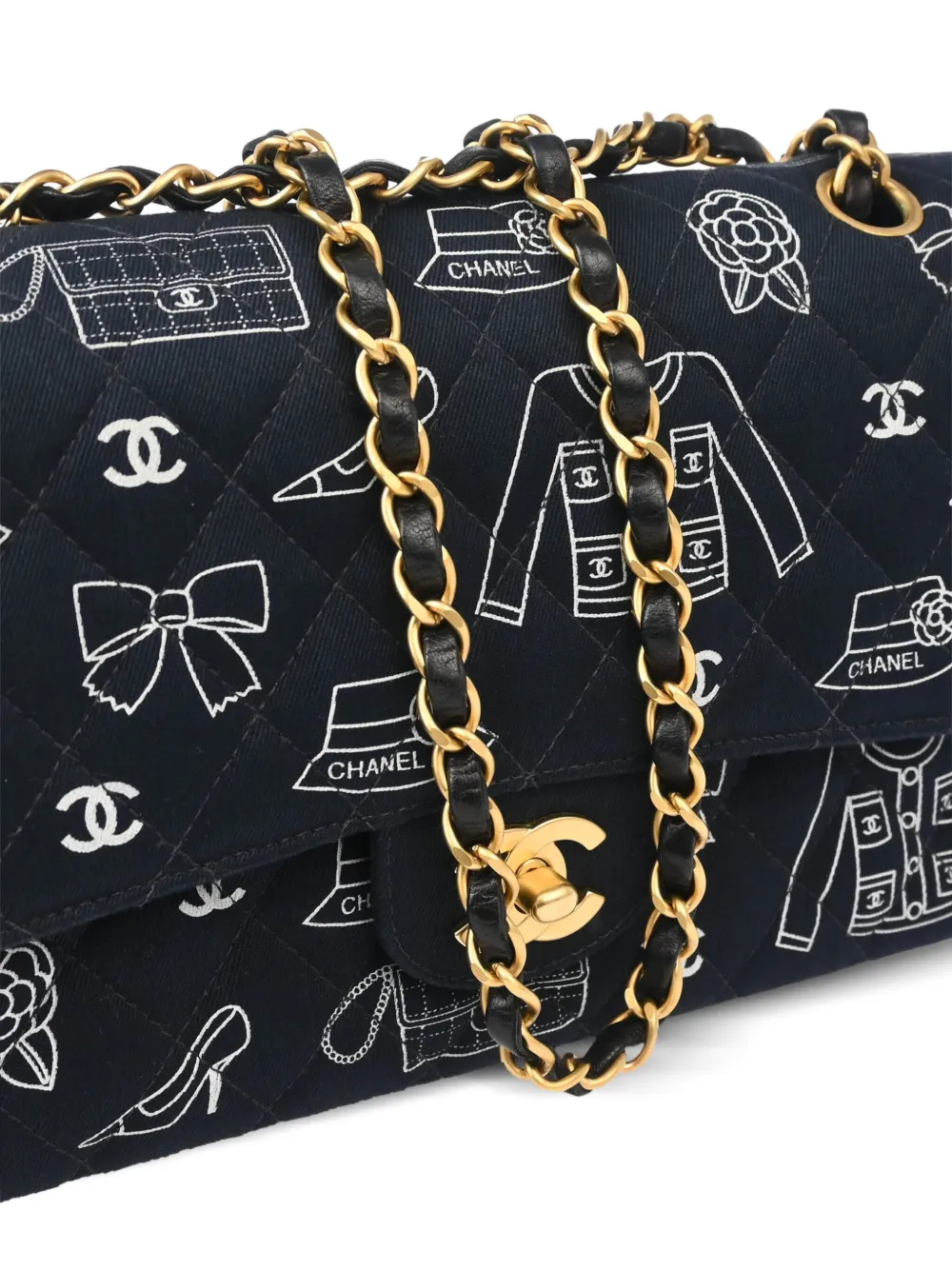 Pre-owned Chanel 2002 Medium Double Flap Shoulder Bag In Black