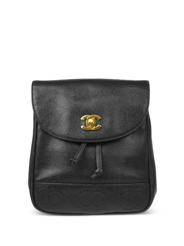 Chanel Pre-owned 1997 Triple CC Backpack in Black
