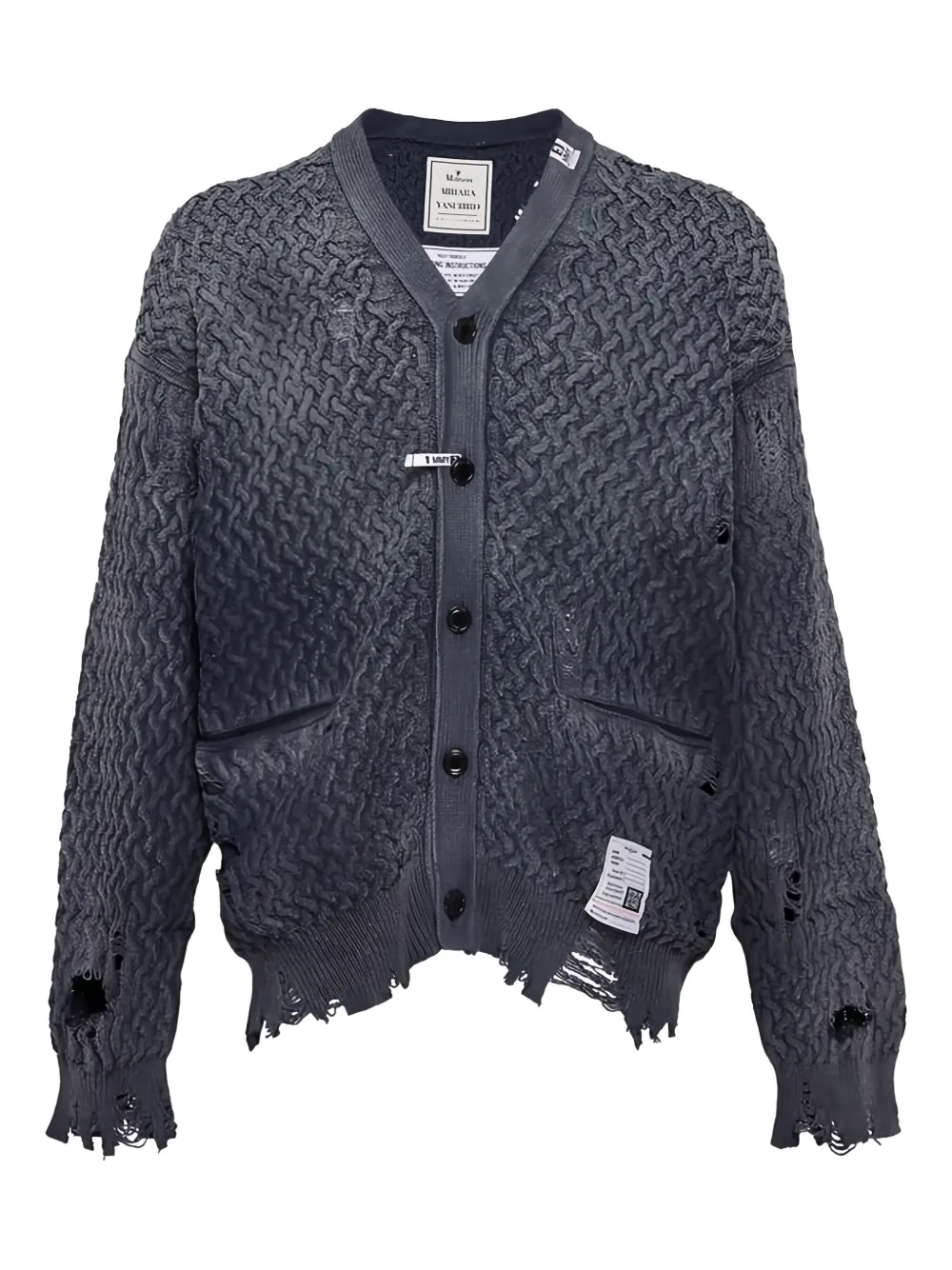 Maison MIHARA YASUHIRO distressed-effect cardigan | Black | Image 1