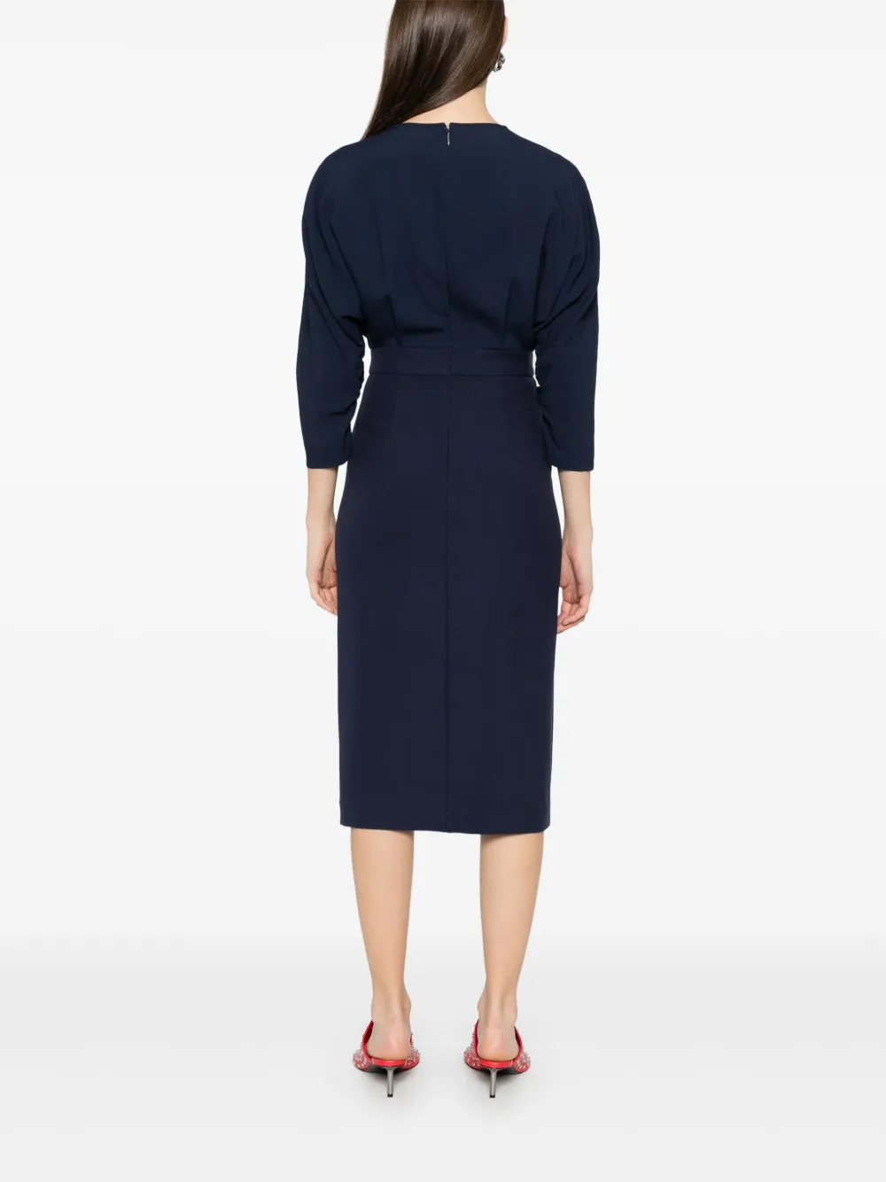HUGO BOSS BUTTON-TAB MIDI DRESS