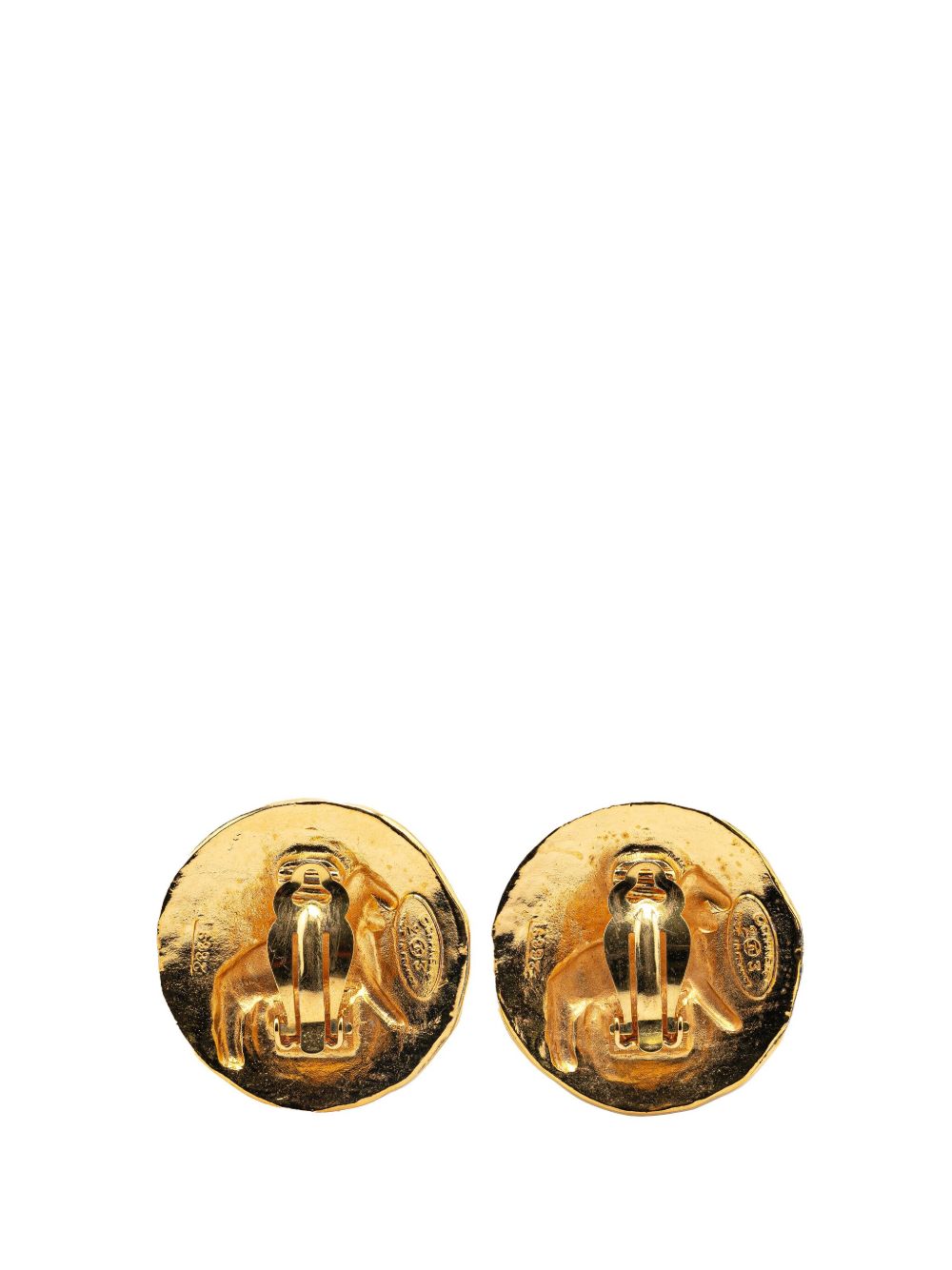 CHANEL Pre-Owned 1980-1990 Gold Plated Lion Round Clip on Earrings costume earrings - Goud