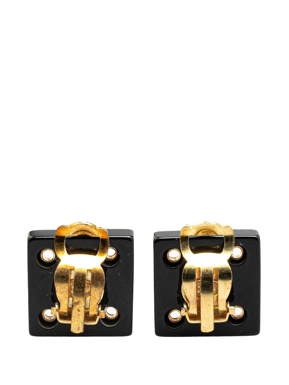 CHANEL Pre-Owned 2001 Gold Plated Acrylic CC Square Clip On Earrings costume earrings - Goud