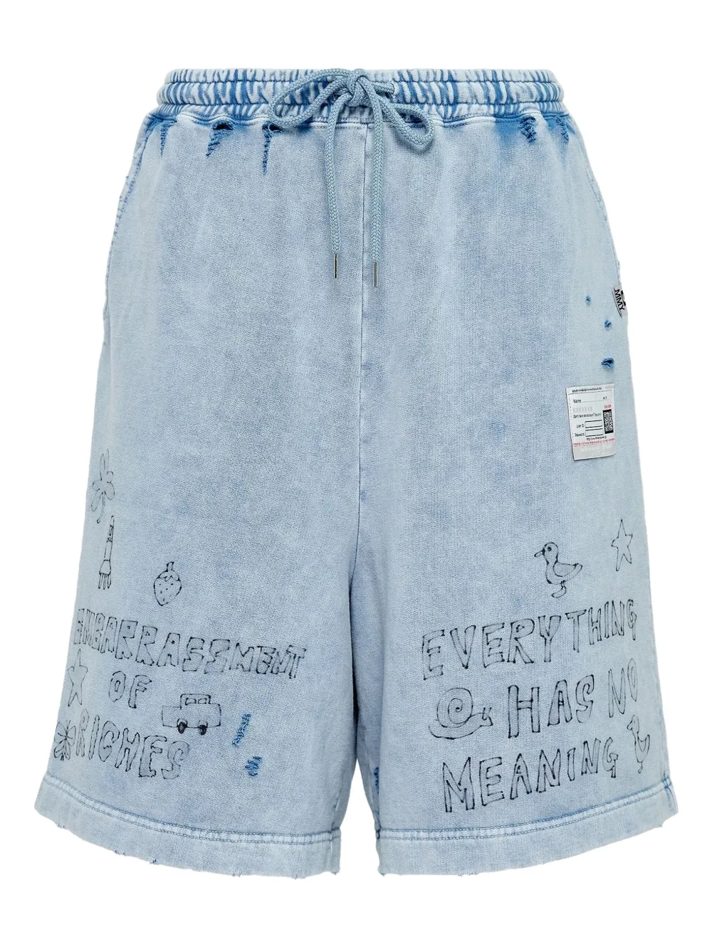 Maison MIHARA YASUHIRO distressed drawstring shorts | Blue | Image 1