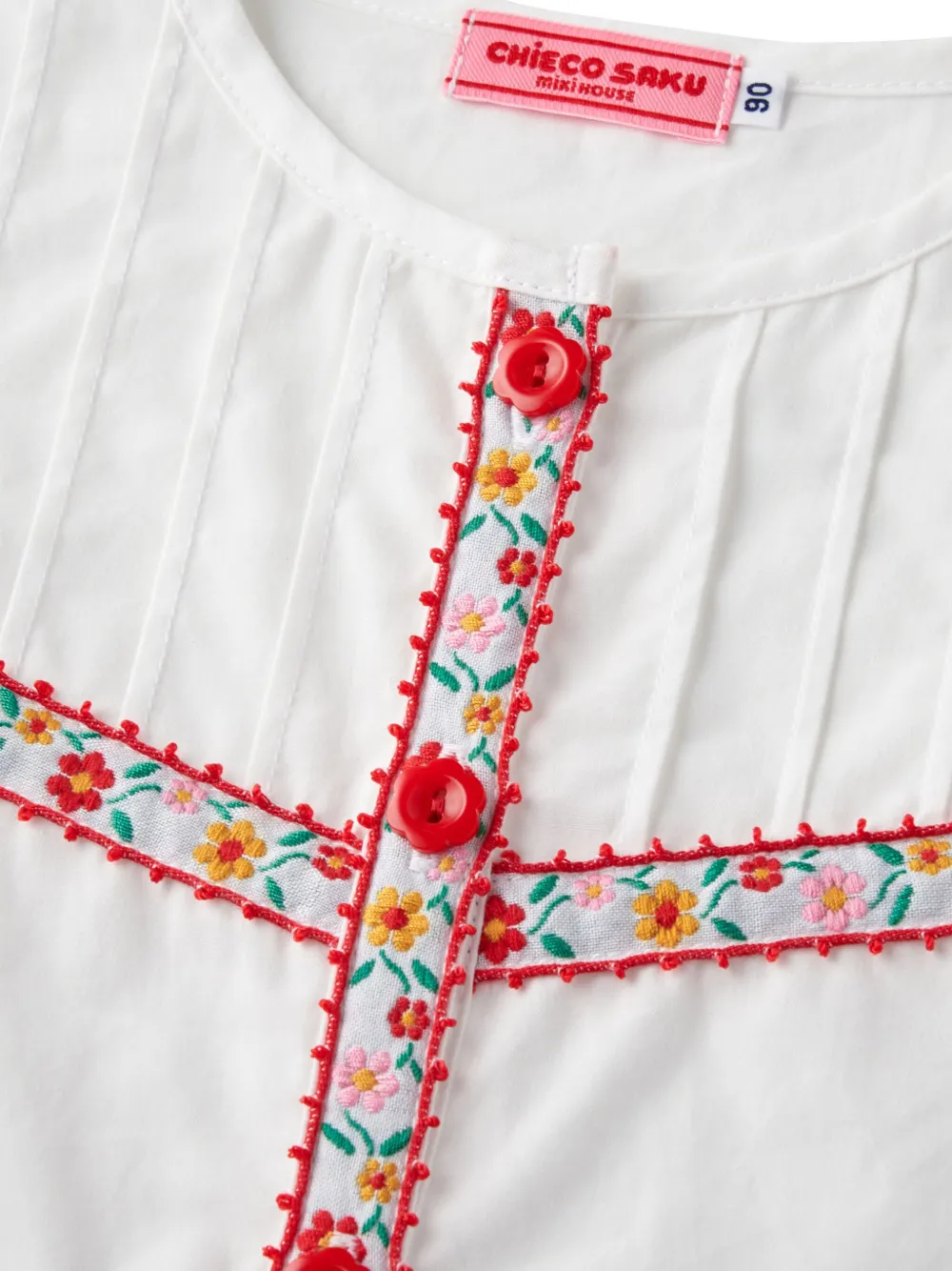  Miki House Embroidered Shirt - White 