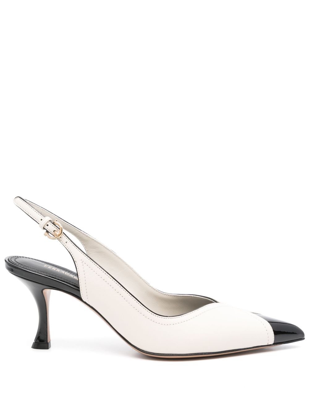 Ferragamo 70mm leather slingback pumps Beige