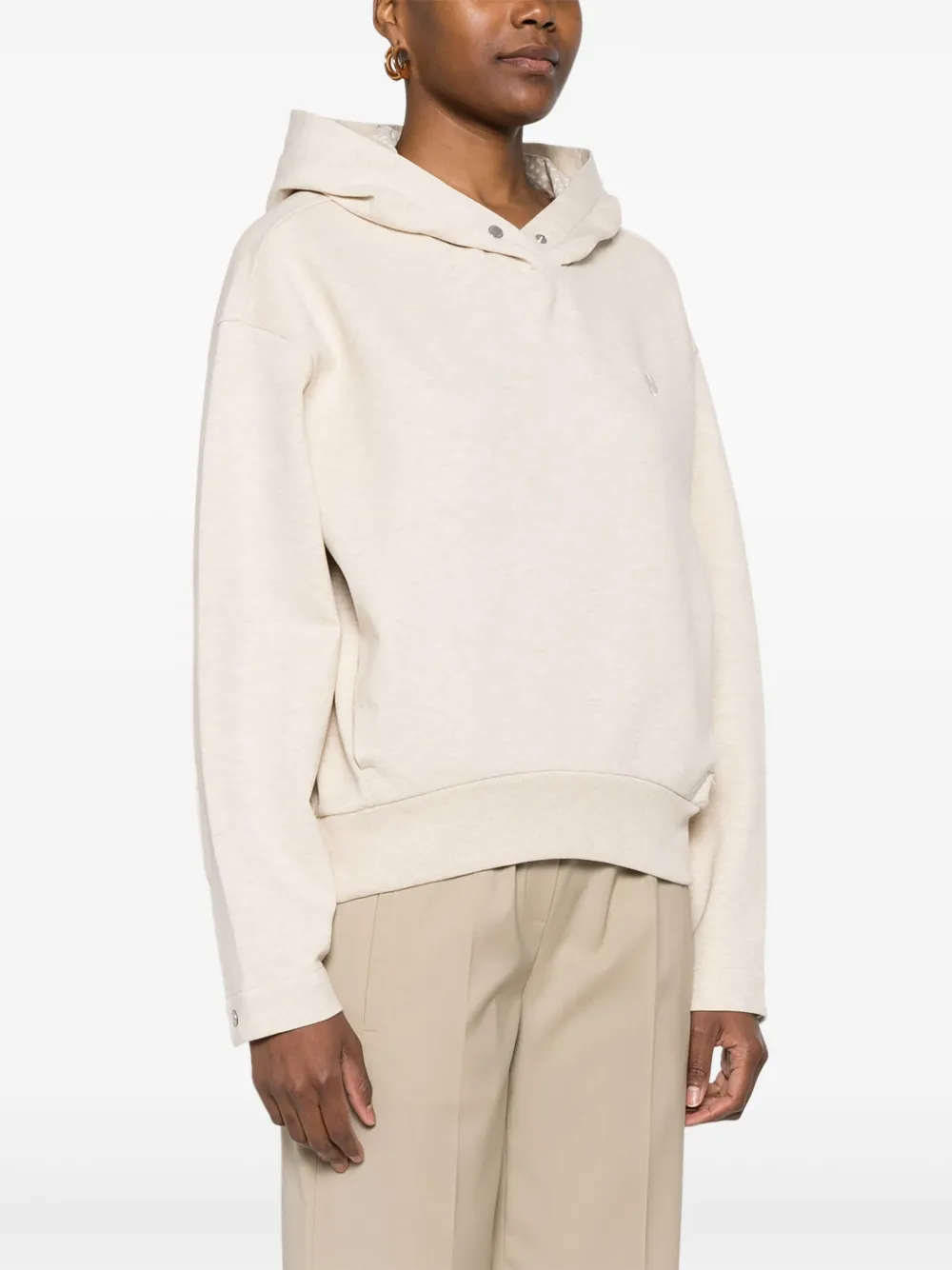 Shop Hugo Boss Double B-monogram Hoodie In Neutrals