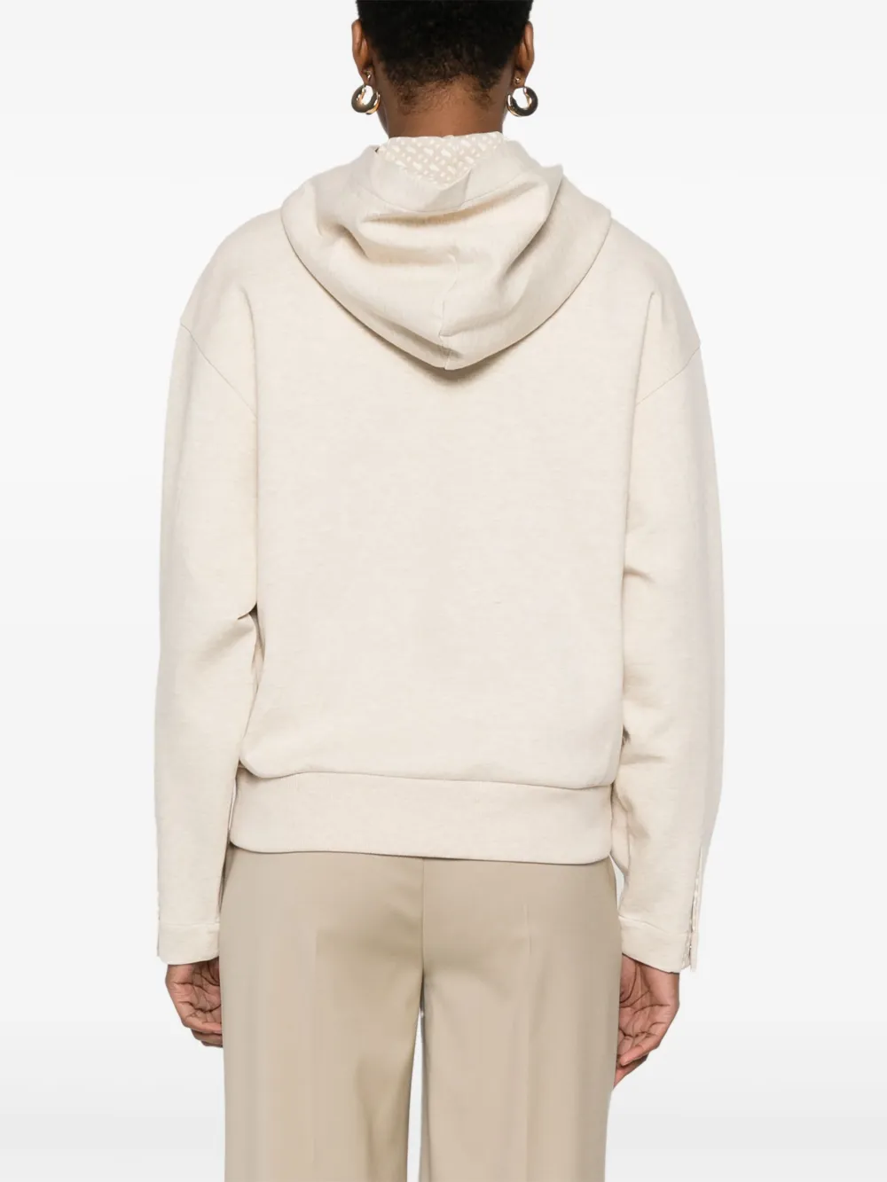 Shop Hugo Boss Double B-monogram Hoodie In Neutrals