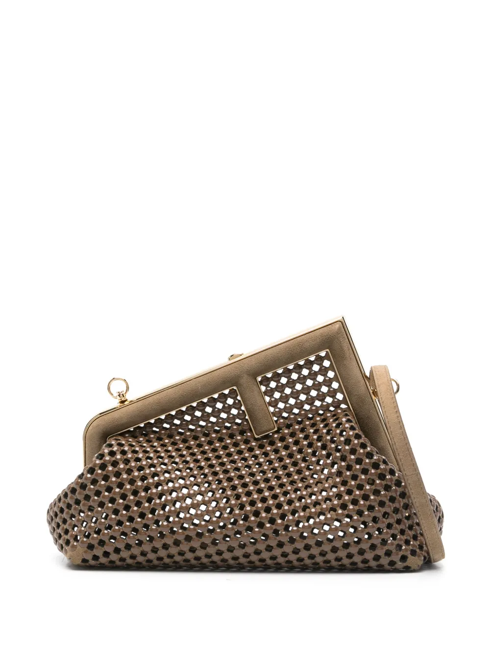 FENDI Kleine First Studded clutch Bruin