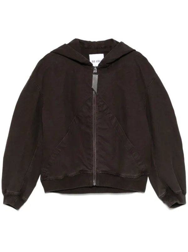 The Attico Hooded Bomber Jacket in Brown