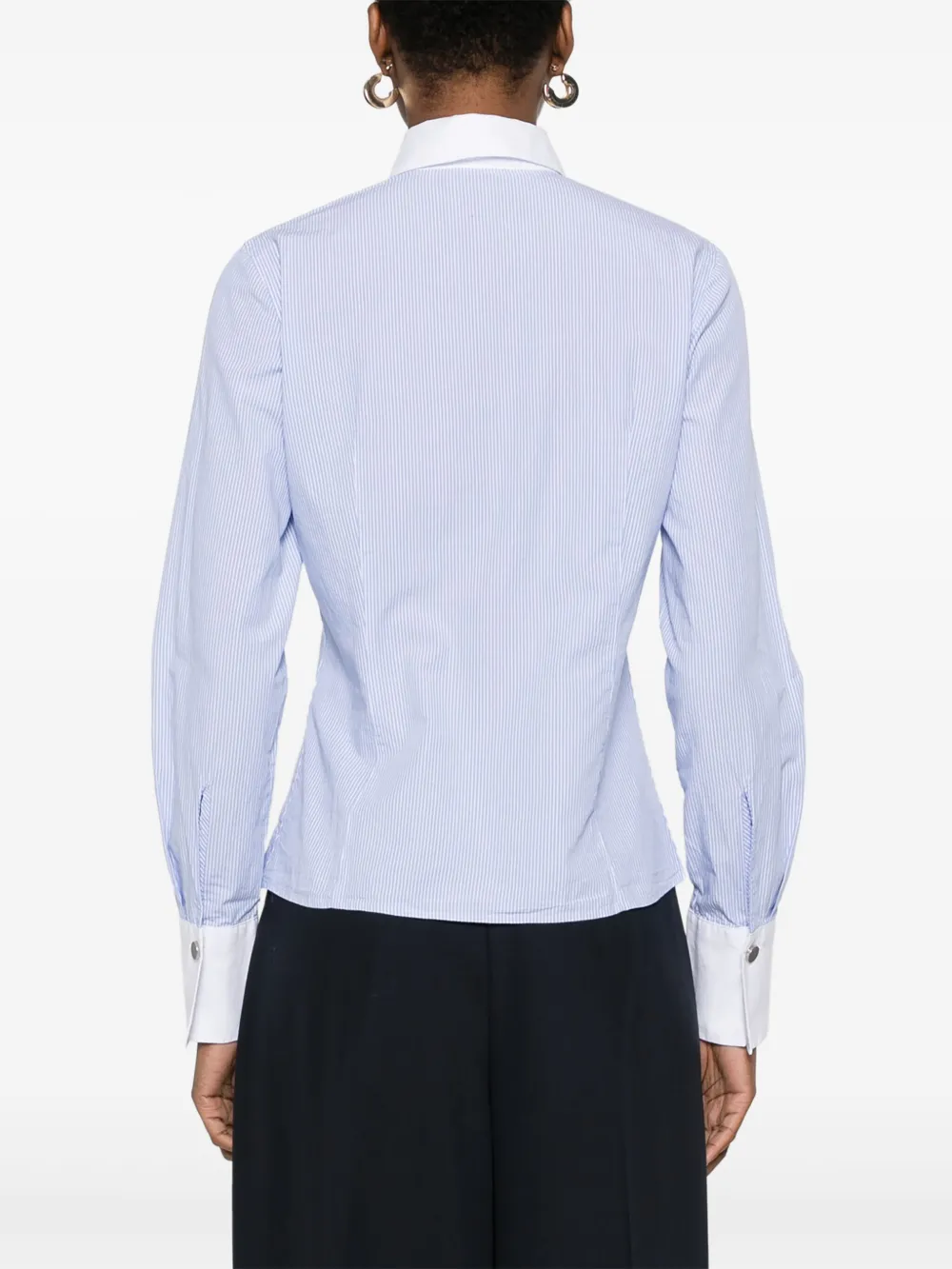 BOSS Gestreept katoenen blouse Blauw