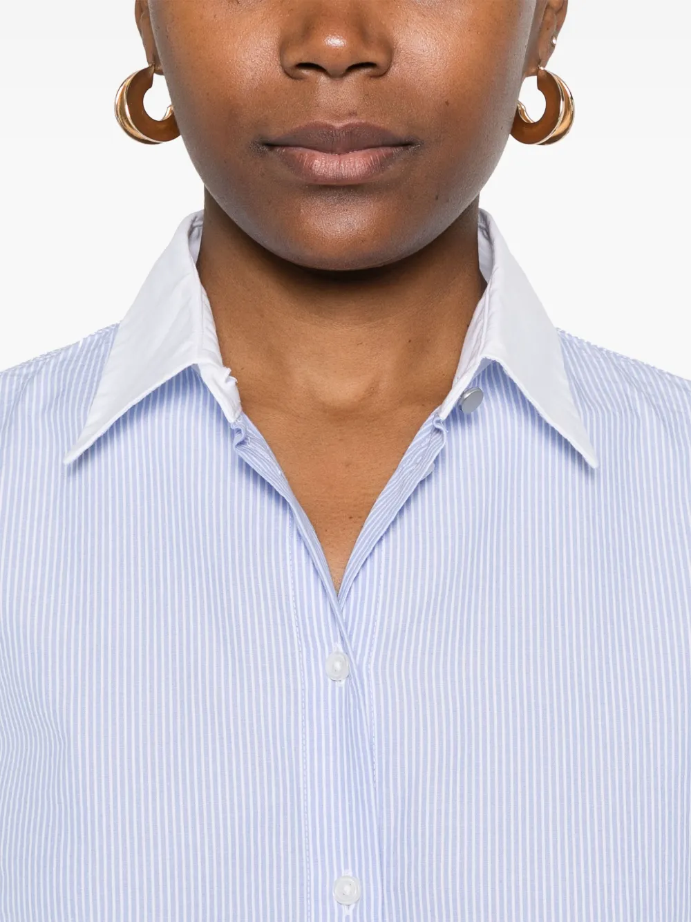 BOSS Gestreept katoenen blouse Blauw