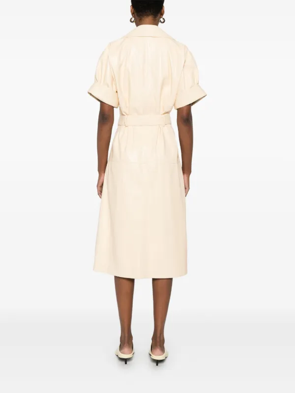 Boss Faux-Leather Midi Dress - Yellow