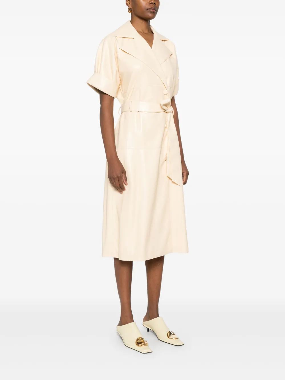 HUGO BOSS FAUX-LEATHER MIDI DRESS