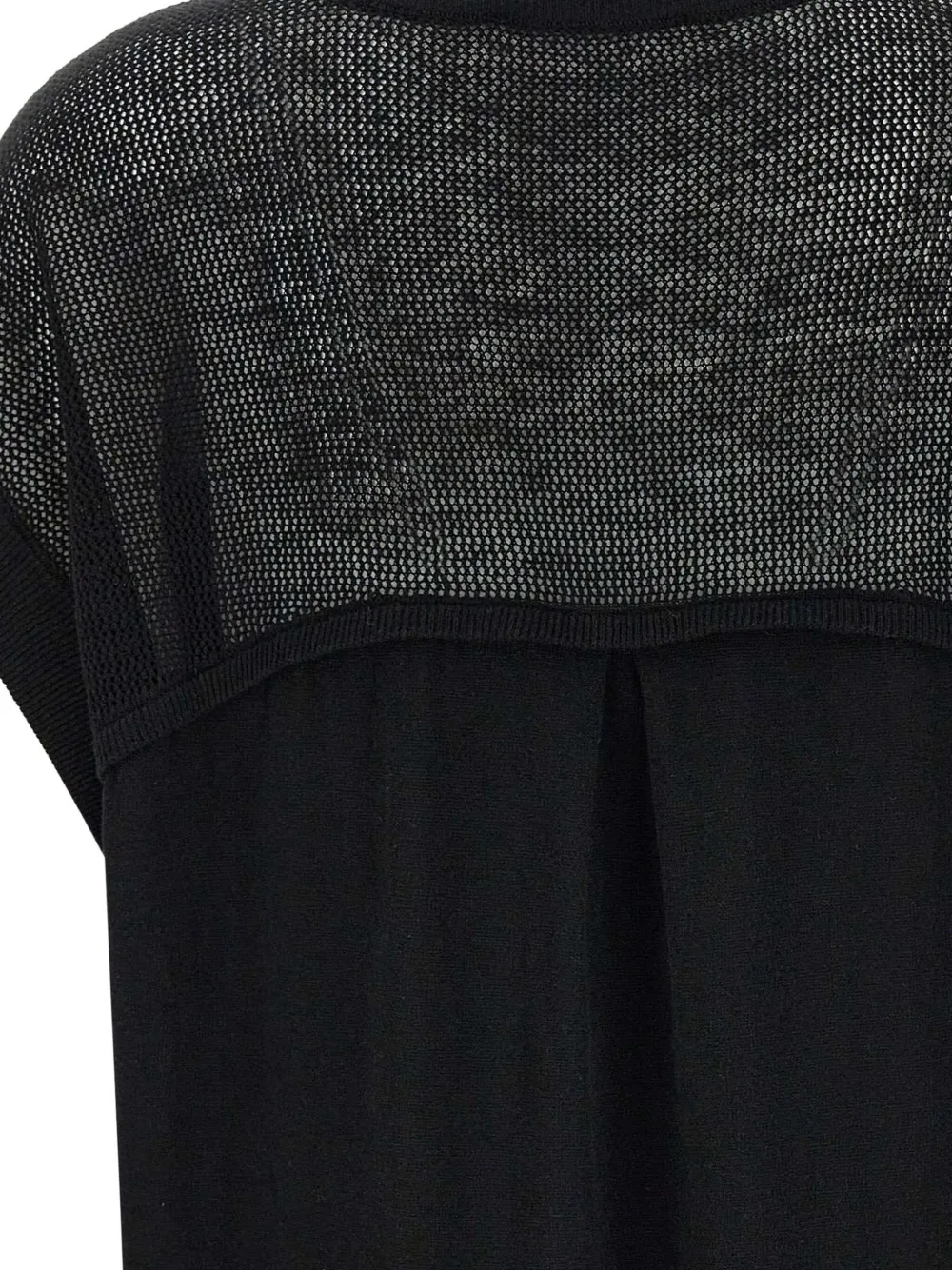 kaos Blouse met zijden vlakken Zwart