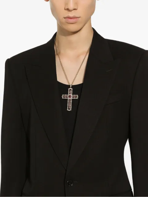 Dolce & Gabbana 18K rose and yellow gold Cross tourmaline and diamond pendant