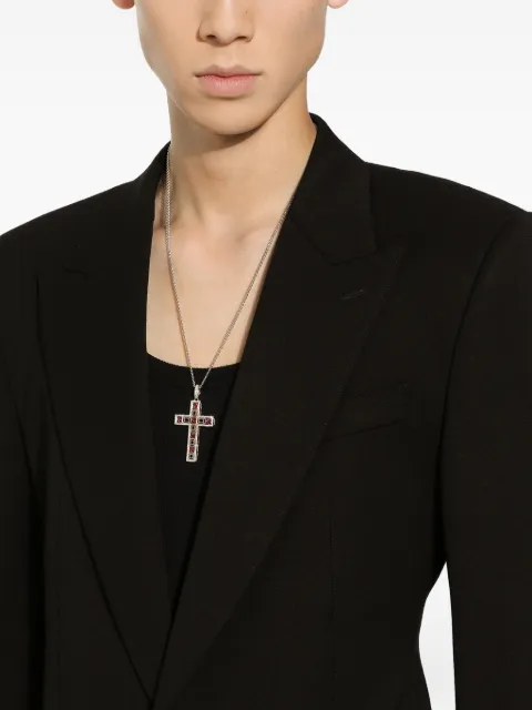 Dolce & Gabbana 18kt Cross Weißgoldanhänger mit Rubin und Diamanten