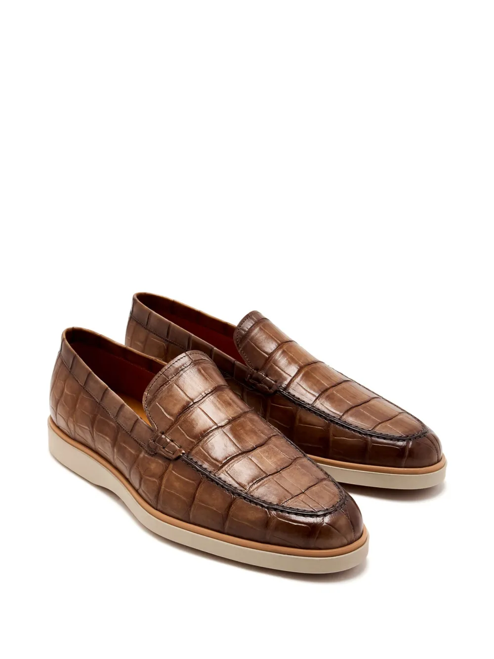 Magnanni embossed crocodile leather loafers Brown