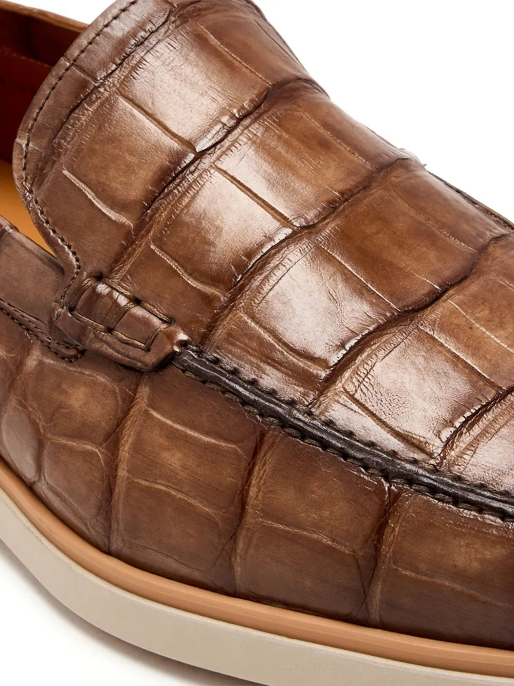 Magnanni embossed crocodile leather loafers Brown