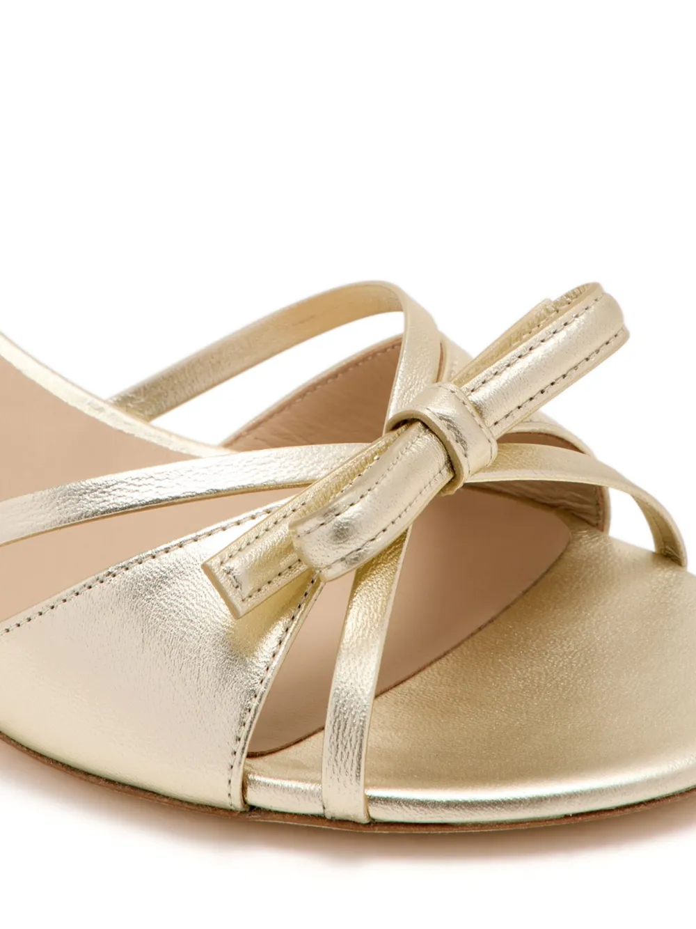 Stuart Weitzman 50mm bow detailing mules Gold