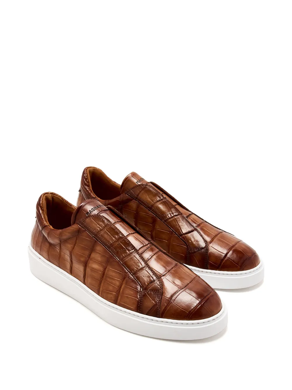 Magnanni crocodile-embossed trainers Brown