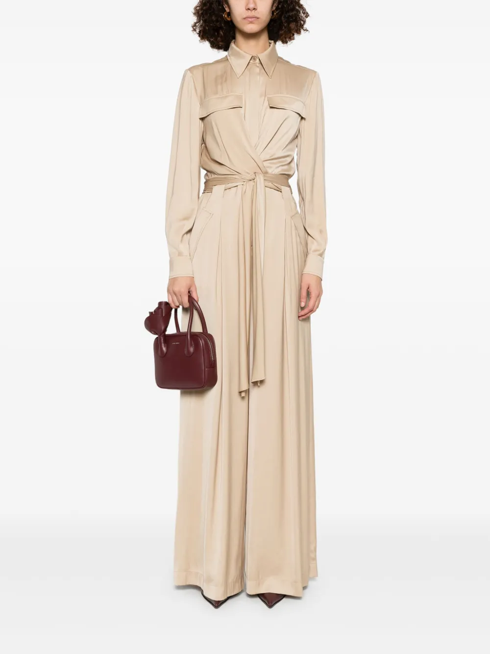 Alberta Ferretti satin jumpsuit - Beige