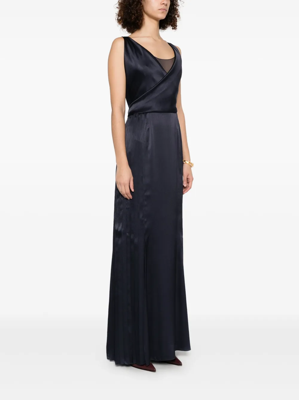 Alberta Ferretti Satijnen maxi-jurk Blauw