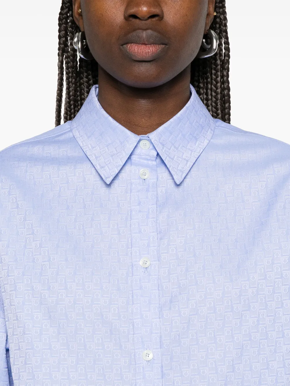 Ferragamo Shirt met monogram Blauw