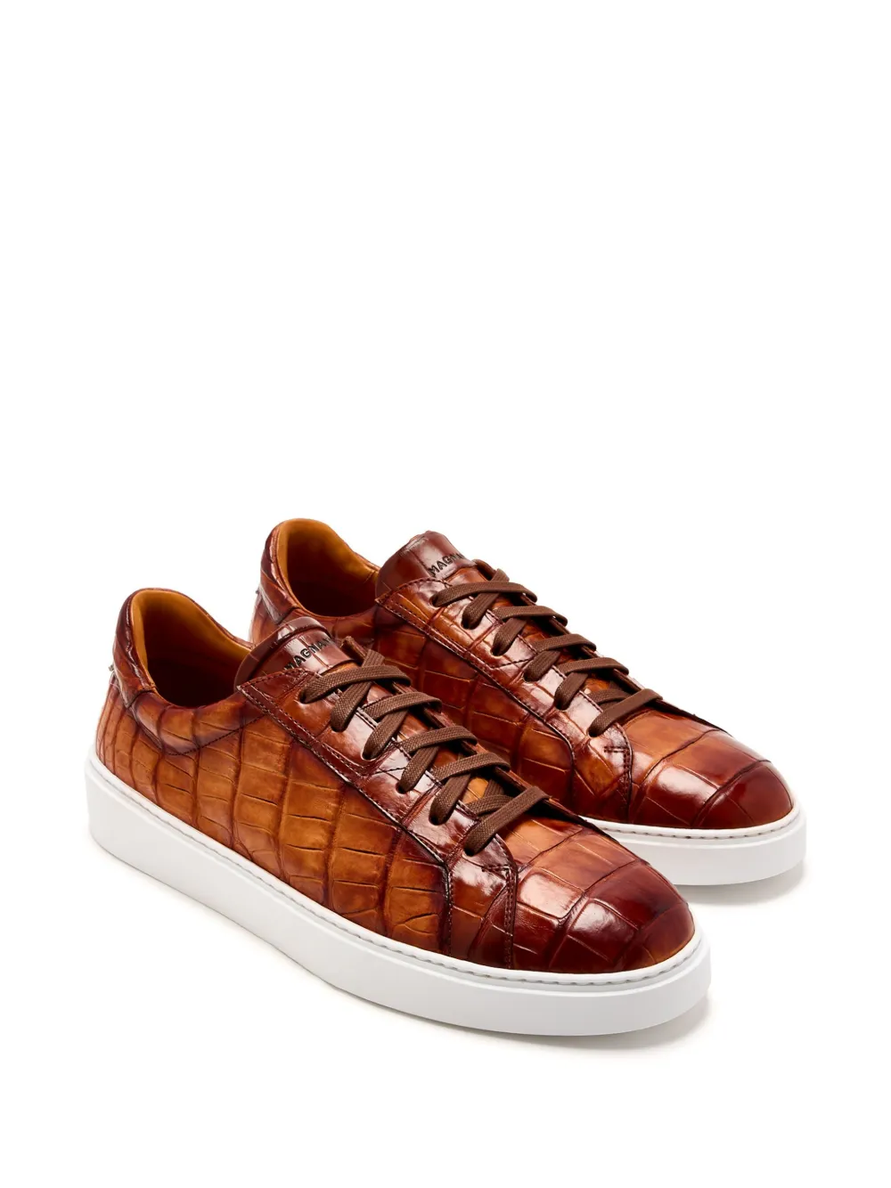 Magnanni crocodile-embossed trainers Brown