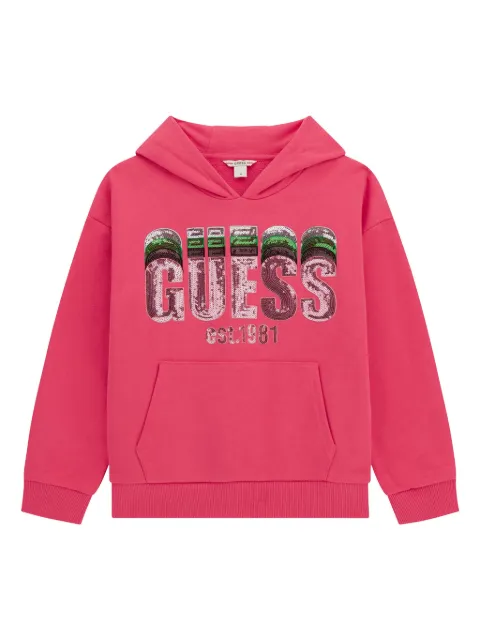 guess kids sequin-logo hoodie
