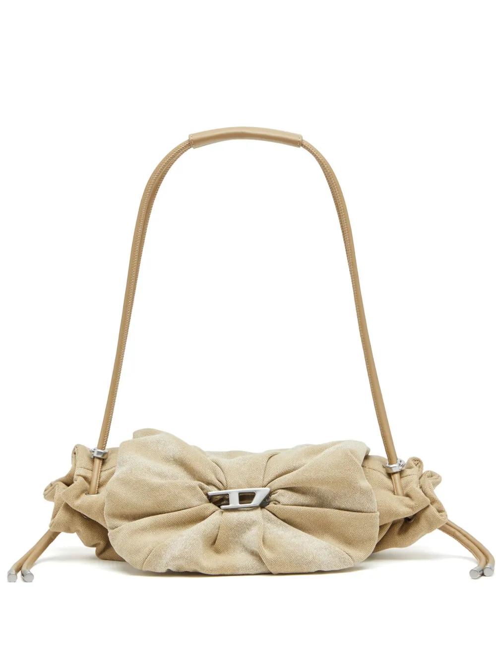 Diesel Scrunch-D kleine schoudertas Beige