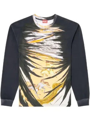 Diesel T-Boxt-Ls-V4 Long Sleeve Graphic T-Shirt | Grey | FARFETCH