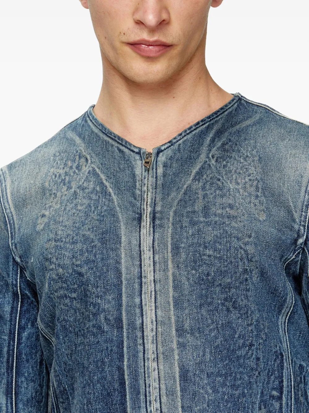 Diesel Jack met gewelfde afwerking en V-hals Blauw