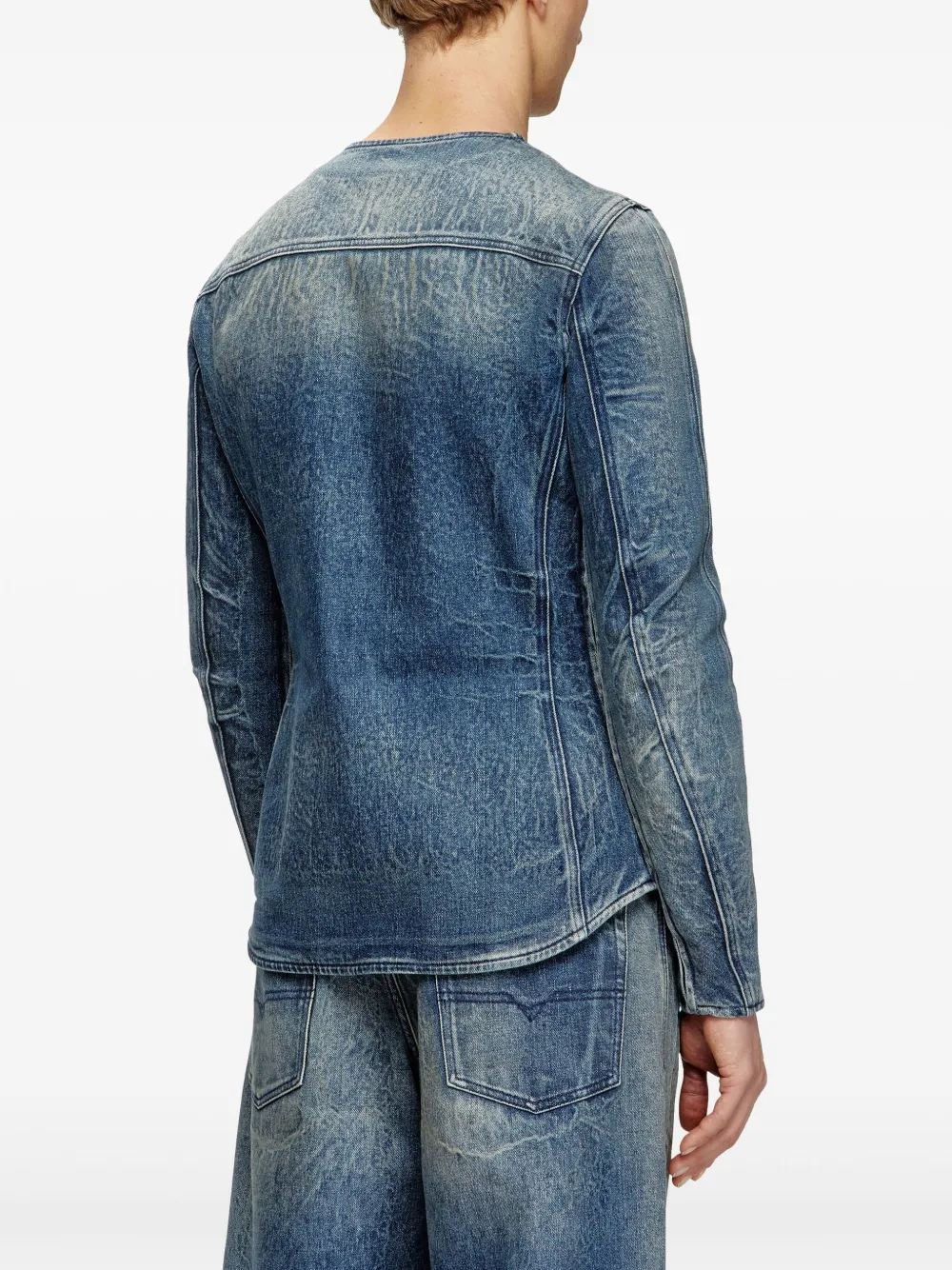 Diesel Jack met gewelfde afwerking en V-hals Blauw