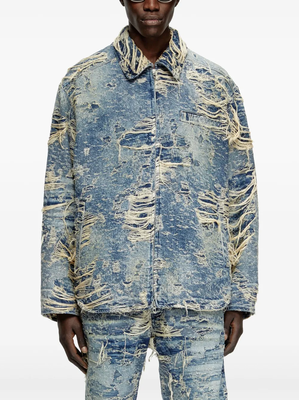 Diesel D-IVAR-FSG1 denim jack Blauw