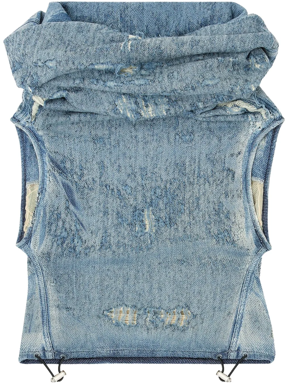 Diesel Tank Top In Cotton With Distressed Effect In Blue