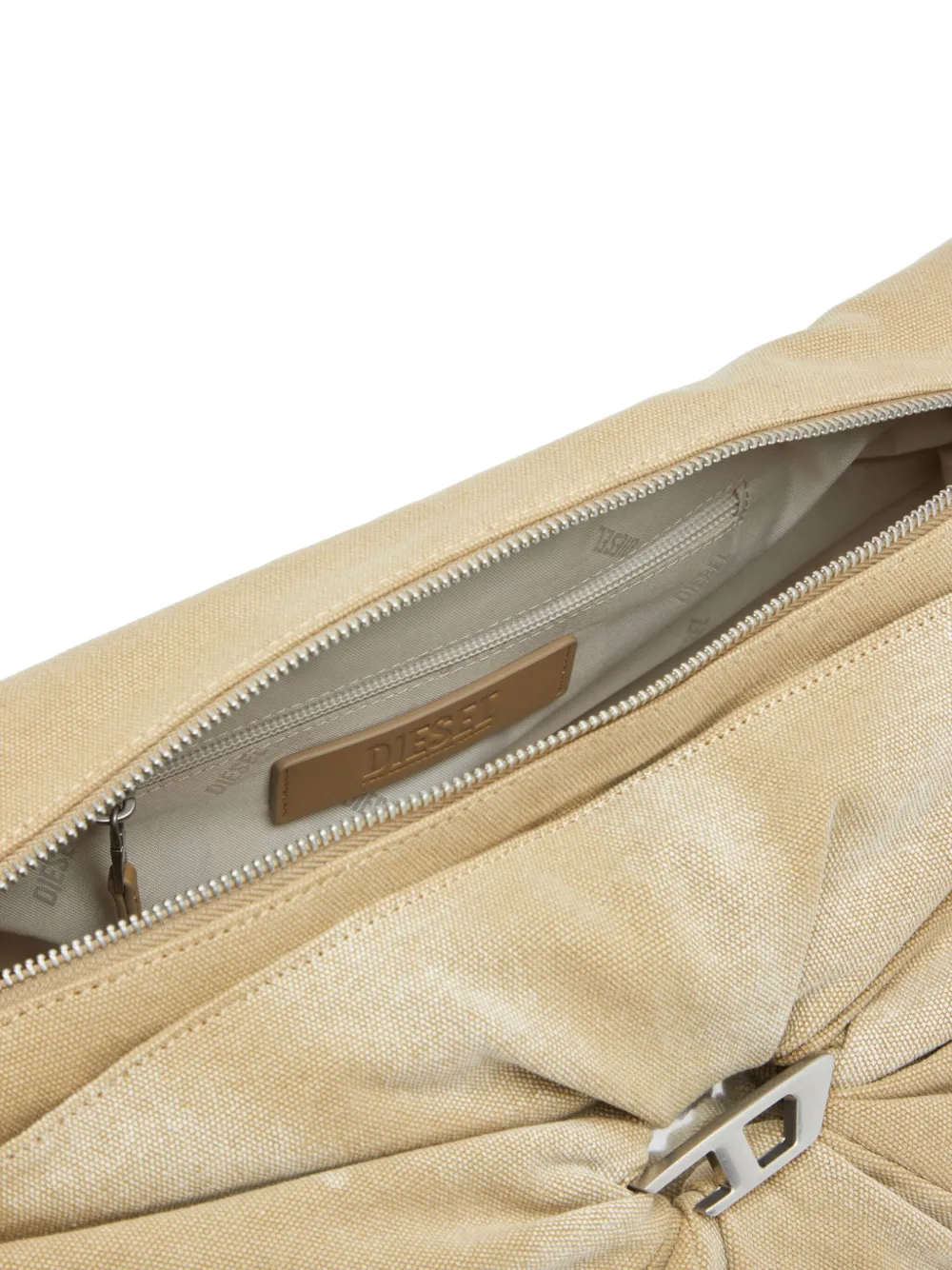 Diesel Scrunch-D grote crossbodytas Beige