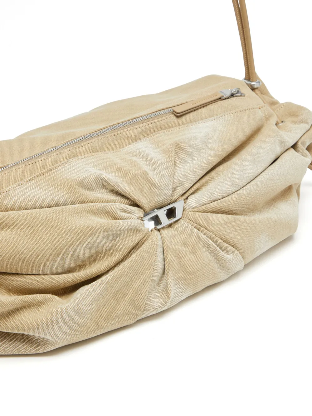 Diesel Scrunch-D grote crossbodytas Beige